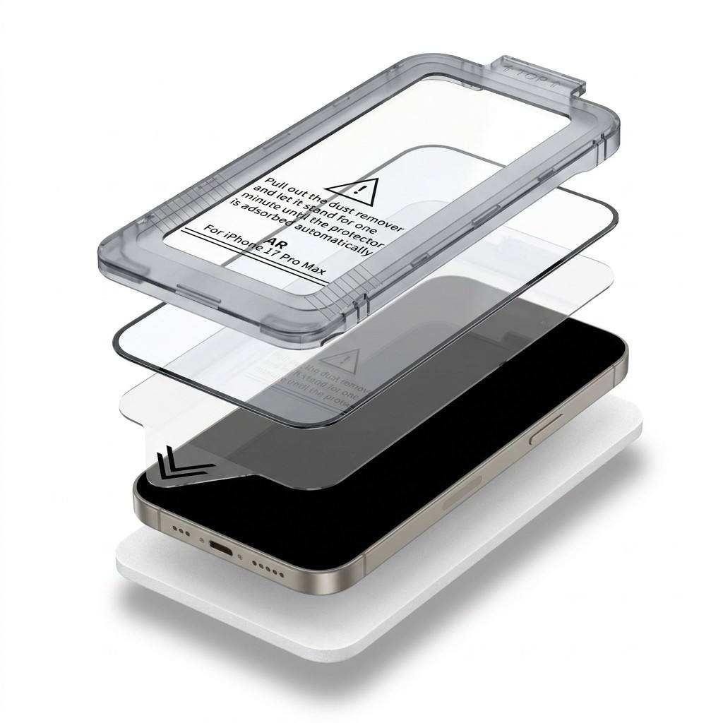 JJT tempered glass screen protector with dust-free installation tray