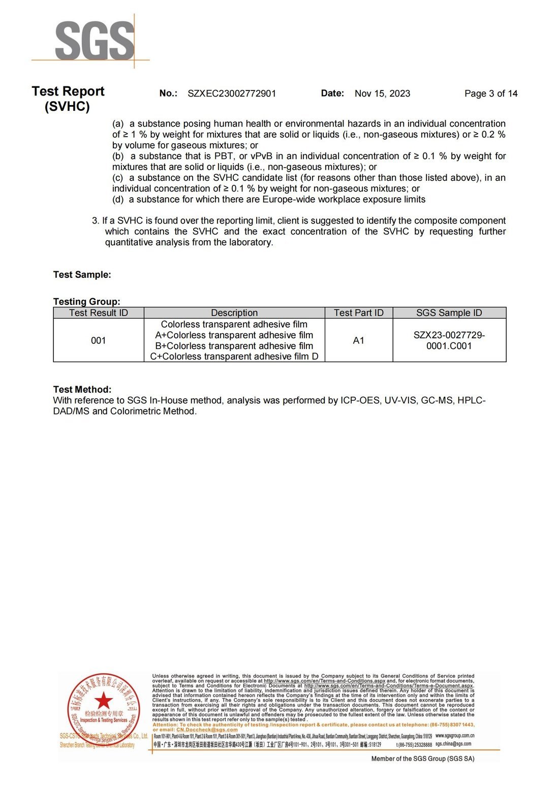 SGS Test Report - IEC 62321
